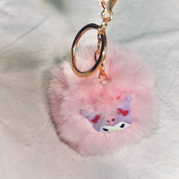 Adorable Pink Fluffy Character Bag Charm with Large Gold Lobster Clasp & Keyring - Picture 2 of 2